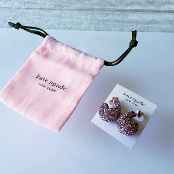 NWT Kate Spade adore ables amethyst pavé bejewelled earrings - Picture 5 of 8
